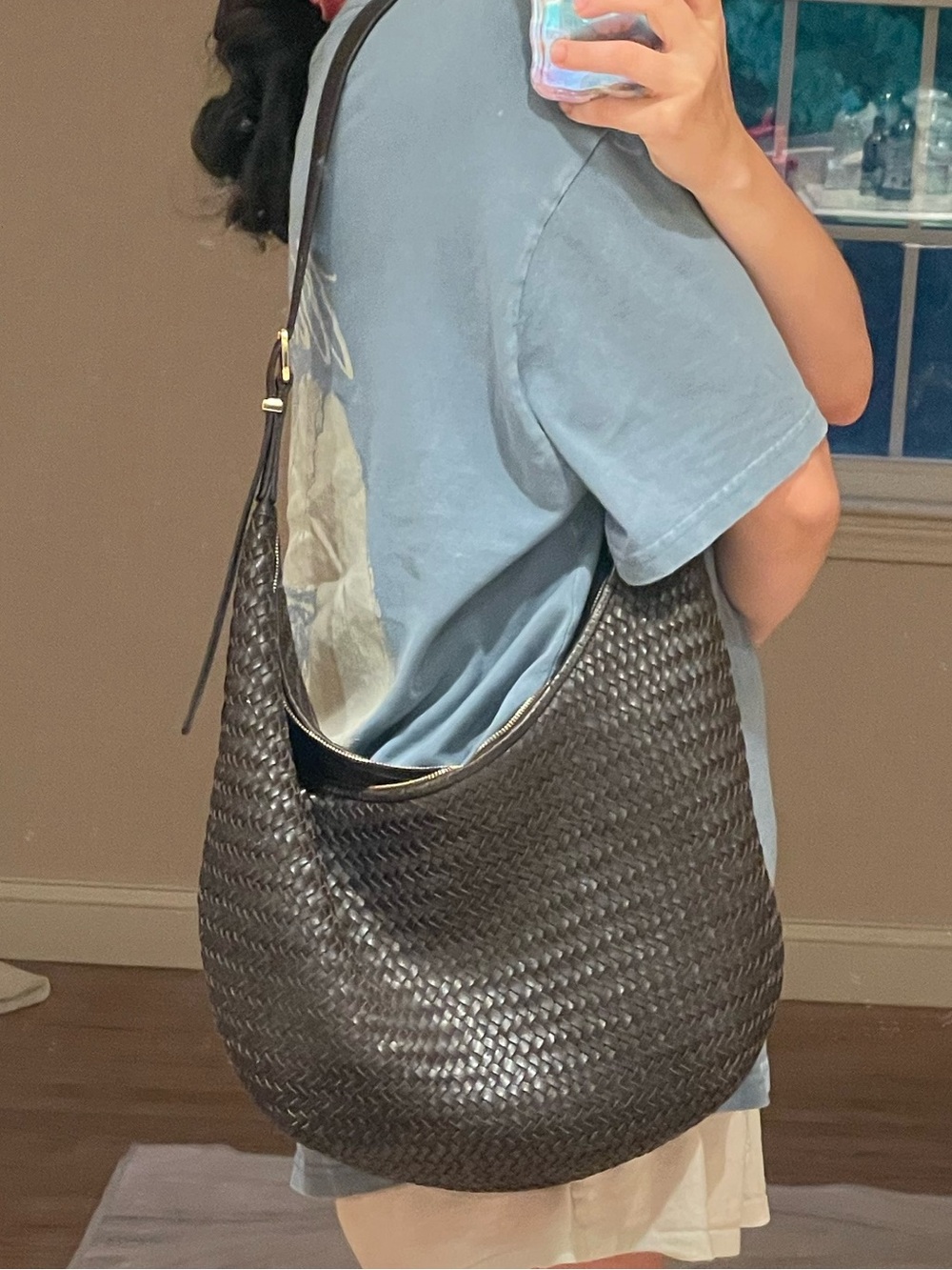 Madewell Brown Woven Leather Hobo Shoulder Bag